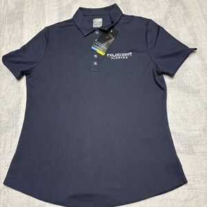 NWT Callaway Opti Dri Blue Geo Metric Pattern Polo Size Medium SS Nucor Florida